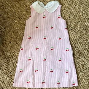 Pink seersucker dress with cherries - 4T